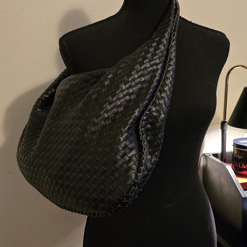 Black Woven Shoulder Bag